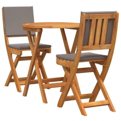 Afbeelding van vidaXL 3 delige opvouwbare bistro set met kussens van massief acaciahout