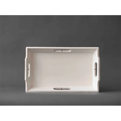 Afbeelding van Dienblad antiek oud wit 38x24x6 cm