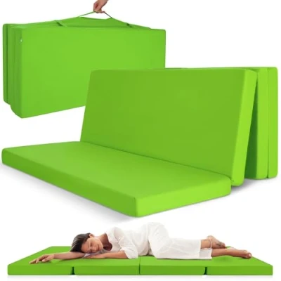 Afbeelding van Beautissu Comfort Logeermatras Opvouwbaar met Schuimstofvulling 195x120cm Groen Gemiddeld