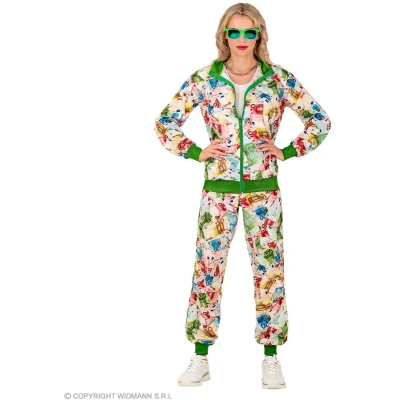 Afbeelding van Widmann Grappig &amp; Fout Kostuum Mo Money Retro Trainingspak Wit / Beige XXL Carnavalskleding Verkleedkleding