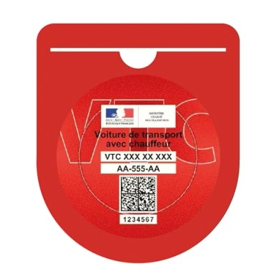 Afbeelding van HADEXIA Vignethouder macaron VTC voorruit beschermhoes zelfklevende sticker rood