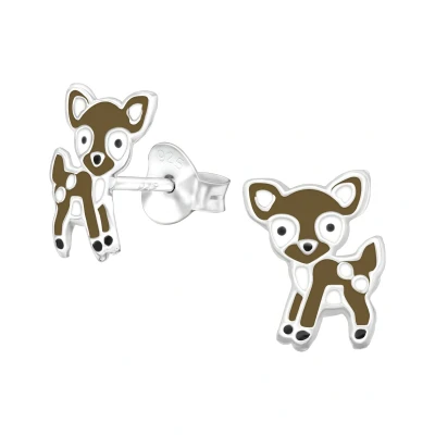 Afbeelding van zilveren Kinderoorbellen bambi hertje Hert Oorbellen meisje zilver Zilverana 925 Silver (Echt zilver)