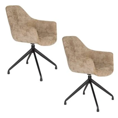 Afbeelding van Housecraft living Wiz Eetkamerstoelen Draaibaar Bruin Set van 2
