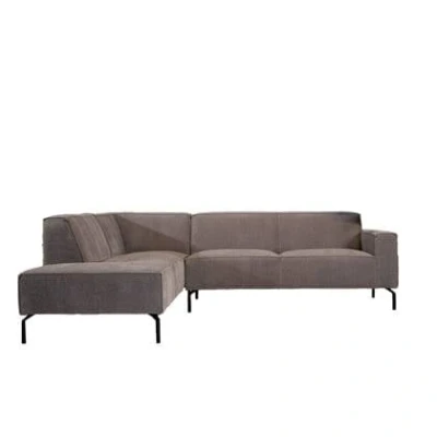 Afbeelding van Bronx71® Hoekbank Kansas taupe ribstof links