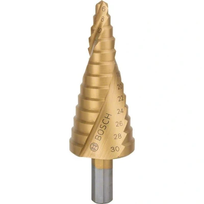 Afbeelding van Bosch Accessories 2608587430 HSS Getrapte boor 6 30 mm TiN Gezamenlijke lengte 93.5 3 vlakken schacht 1 stuk(s)