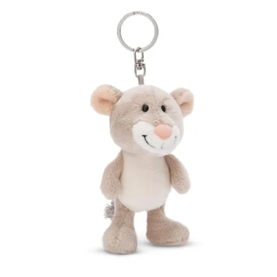 Afbeelding van NICI Sleutelhanger met muis, 10 cm, grijs, duurzame knuffeldierhanger metalen ring om op te hangen aan sleutels, touw, tas en meer