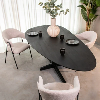 Afbeelding van Rosie eetkamertafel 260x110 cm mangohout zwart