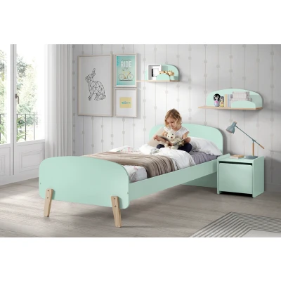 Afbeelding van LUCEVI Kiddy bed + Nachtkastje Hangplankjes Mint Green 90x200 cm
