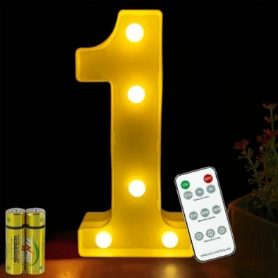 Afbeelding van HONPHIER® Lichtcijfers, letters, afstandsbediening, alfabet, lichtlamp, led, decoratie, werkt op batterijen, voor ontvangsten, feest, bruiloft, huis, decoratie (1)