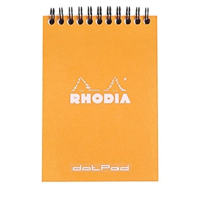 Afbeelding van RHODIA 13503C Notitieblok met spiraalbinding, oranje, A6, stippen, 80 afneembare vellen, licht bronpapier, g, omslag van zachte en duurzame gecoate kaart, Classic