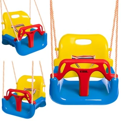 Afbeelding van COIL 3 in 1 baby schommel, verstelbare zitting, met schommelzitje, kinderschommel rugleuning en bevestigingsriem, belasting: 60 kg, blauw