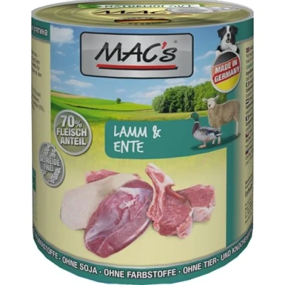 Afbeelding van MAC&#039;s Hondenvoer Natvoer Blik 70% Lam &amp; Eend 6 x 800g