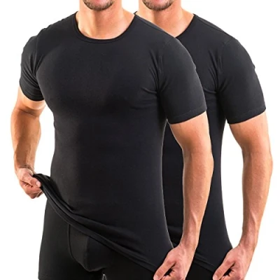 Afbeelding van HERMKO 3840 Set van 2 T shirts met korte mouwen en ronde hals (andere kleuren), 100% biologisch katoen, zwart.