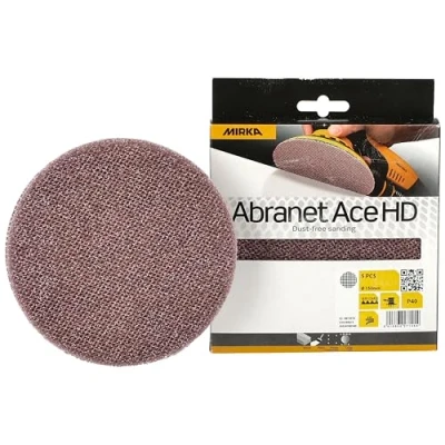 Afbeelding van Mirka Abranet Ace HD schuurschijven net Ø 150 mm klittenband/korrel P40 / 5 stuks AH24100540 voor excentrische schuurmachines het schuren van harde oppervlakken, hout, plamuur, verf,