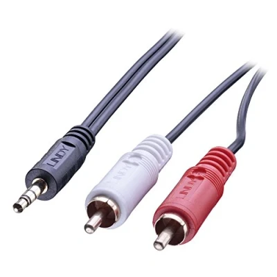 Afbeelding van LINDY 35685 Cinch / Jackplug Audio Aansluitkabel [2x stekker 1x male 3,5 mm] 10.00 m Zwart