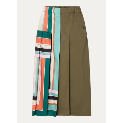 Afbeelding van MaxMara dames Lallo midi rok met print en split in de kleur Legergroen, maat: 38