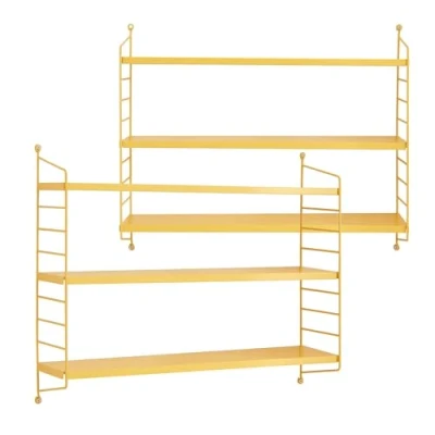 Afbeelding van Wandplank Strängnäs set van 2 verstelbaar 50x60x15 cm geel [en.casa]