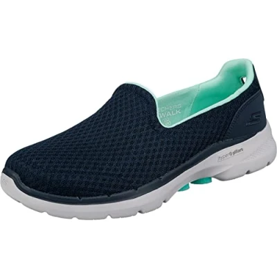 Afbeelding van Skechers Go Walk 6 Big Splash Sneaker voor dames, Navy Textile Turquoise Trim, 36 EU