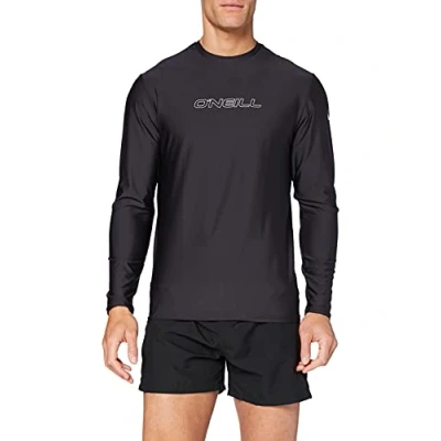 Afbeelding van O&#039;Neill Basic Skins L/S Rashguard Surfshirt Maat L Mannen zwart wit