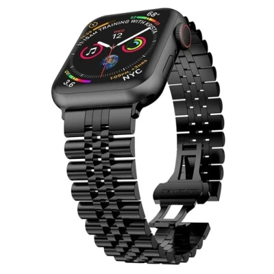Afbeelding van Apple watch Metalen schakelband Zwart Geschikt voor 38mm / 40mm 41mm