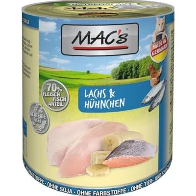 Afbeelding van 6x800g Zalm &amp; Kip MAC&#039;s Kattenvoer