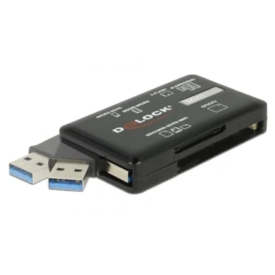 Afbeelding van Delock Kaartlezer Extern 91758 (USB C 3.2 Gen 1), Geheugenkaartlezer, Zwart