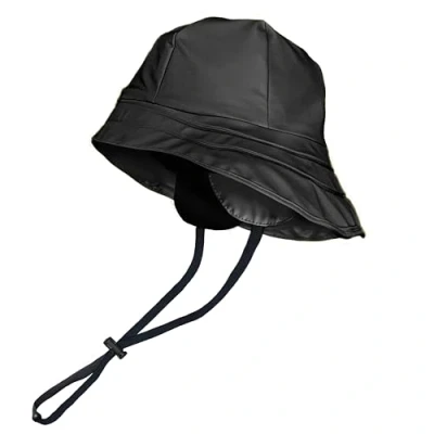 Afbeelding van TOUTACOO Waterdichte regenhoed met brede rand, kinriem en oorbescherming, binnenkant van fleece, 01 zwart