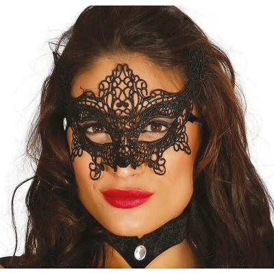 Afbeelding van Fiestas Guirca masker zwart kant vlinder halloween Enge Maskers volwassenen Horror kinderen