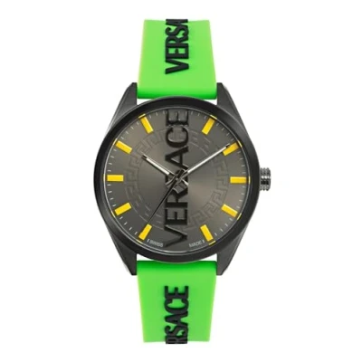 Afbeelding van Versace V Vertical VE3H00923 Horloge Siliconen Groen Ø 42 mm