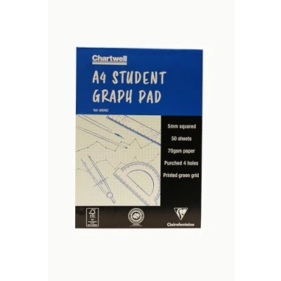 Afbeelding van Clairefontaine Ref. J6Q4BZ Chartwell grafisch blok (bevat 50 vellen) DIN A4 (210 x 297 mm), 5 mm geruite lijnen, 70 g/m² geperforeerd papier, FSC gecertificeerd