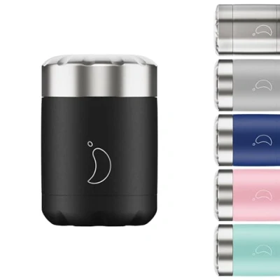 Afbeelding van Chilly&#039;s Voedselcontainer, herbruikbare voedselcontainers van hoogwaardig roestvrij staal, dubbelwandig geïsoleerd om levensmiddelen warm of koud te houden, zwart, 300 ml
