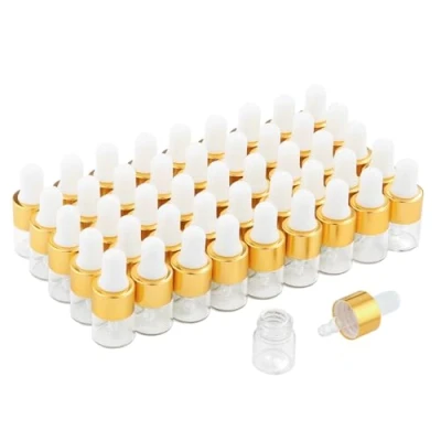 Afbeelding van Parfumlism druppelflesjes, 1 ml, 50 stuks mini druppelflesjes met pipet, monsterhouder voor aromatherapie, cosmetica, make up en etherische oliën