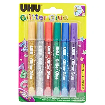 Afbeelding van UHU D1549, Vloeistof, Contactlijm, 10 ml, Blauw, Goud, Groen, Rood, Zilver, Violet, 12 stuk(s), 6 stuk(s)