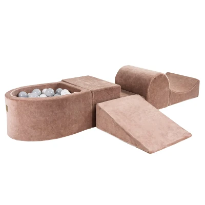 Afbeelding van Foam Speelset met ballenbak Beige incl 100 Ballen Ballenbakje.nl Wit Grijs
