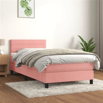 Afbeelding van vidaXL Boxspring met matras fluweel roze 90x200 cm