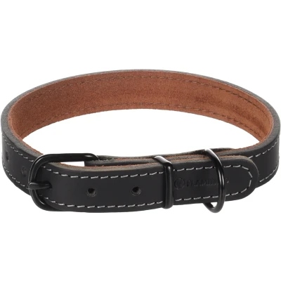Afbeelding van Leren halsband hond Montana zwart M