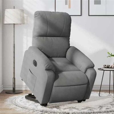 Image de vidaXL Fauteuil inclinable électrique gris foncé tissu microfibre