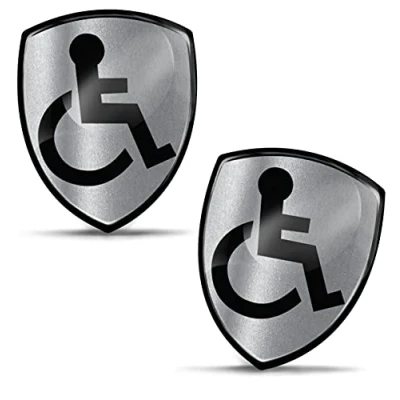 Afbeelding van Biomar Labs® KS 135 Set van 2 zelfklevende 3D badges siliconen voor gehandicapten en gehandicapten, zilverkleurig