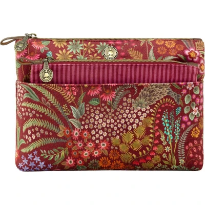 Afbeelding van Pip Studio Caryn Make up tasje Querida Velvet Toilettas Rood 26x7.5x18cm