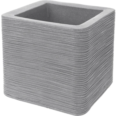 Afbeelding van Nampook bloempot geribbeld vierkant 385x385x335 mm grijs