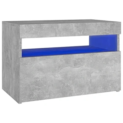 Image de vidaXL Table de chevet avec lumières LED gris béton 60x35x40 cm3082782