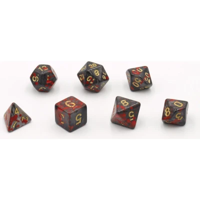 Afbeelding van Dobbelstenen Bloodspatter Zwart 7 set
