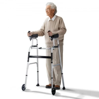Image de VEVOR Déambulateur pliable coussinets d&#039;accoudoirs roue 127 mm hauteur réglable