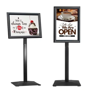 Afbeelding van STANDNEE Robuuste A3 standaard voor vloerpaneel, posterstandaard, staande plaat reclame, menu&#039;s, beoordelingen, feestjes (zwart)