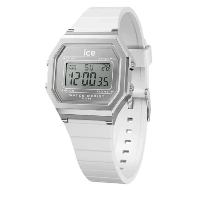 Afbeelding van ICE Watch digit retro Metal silver mirror White 022734 Horloge Siliconen Wit Ø 33 mm