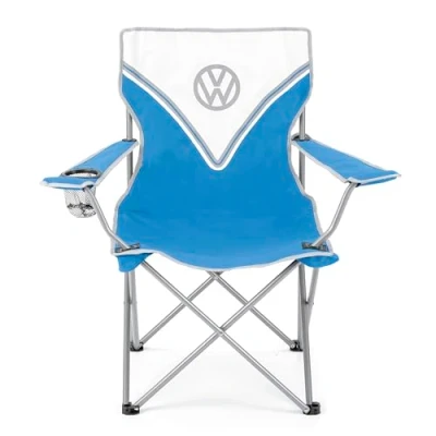 Image de Board Masters VW Collection Volkswagen Chaise de camping pliante avec porte gobelet au design Bus T1 Bulli 85 cm (Classic Bus/bleu)
