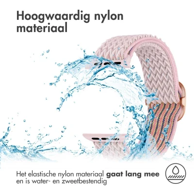 Afbeelding van imoshion Elastisch nylon bandje Geschikt voor Apple Watch 4, 5, 6, 7, 8, 9, 10, SE, Ultra (2) 44/45/46/49 mm Roze One Size