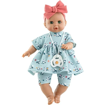 Afbeelding van Paola Reina Sonia panda met mechanisme babypop meisje kledij 36cm