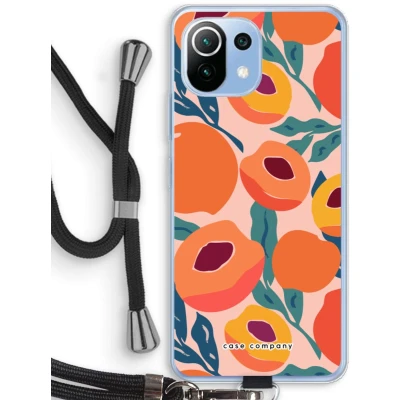 Afbeelding van Case Company® hoesje met Koord geschikt voor Xiaomi Mi 11 Lite Perzik Telefoonhoesje Zwart Bescherming aan alle Kanten en Over de Schermrand