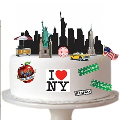 Afbeelding van New York tafereel van eetbaar wafelpapier, perfect voor het versieren verjaardagstaarten eenvoudig te gebruiken